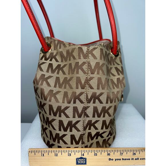 Michael Kors Canvas & Leather Tassel Shoulder Bag - Cream/Brown - EUC - Picture 16 of 17